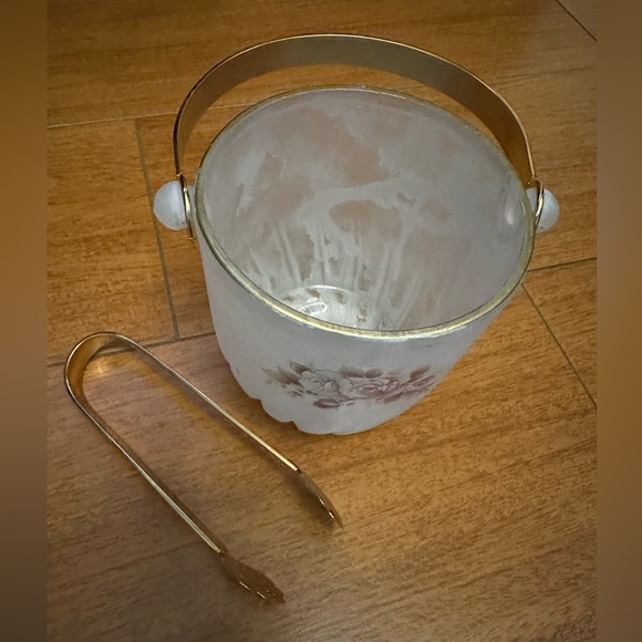 Creazioni Silvestri Arte Murano Crystal Ice Bucket Made In Italy, Floral & Gold - Picture 2 of 7